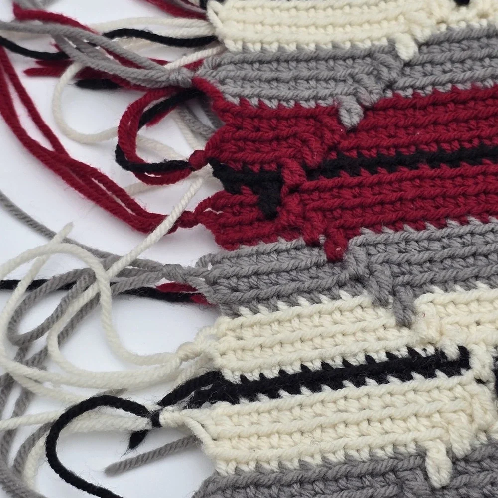 Vintage Handmade Crochet Afghan Blanket Stripes Criss Cross‎ Diamond 48x98